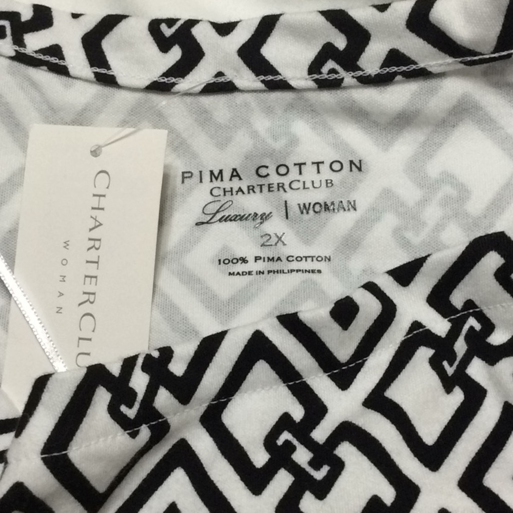 Charter Club 2X Prima Cotton Short Sleeve Shirt NWT - Picture 3 of 6